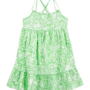 Vestido infantil folhagens texturizado verde | Carter's