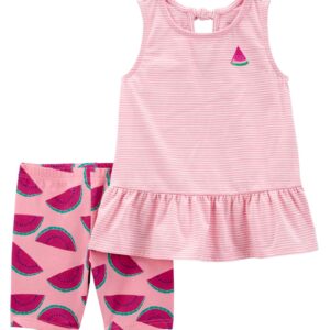 Conjunto curto infantil 2 peças melancia e listras rosa | Carter's