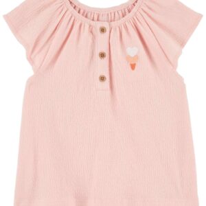 Bata infantil com botões e sorvetes rosa | Carter's