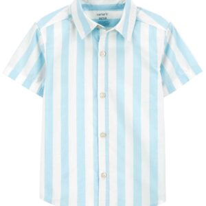 Camisa infantil com colarinho listrada azul | Carter's