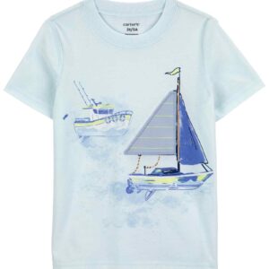 Camiseta infantil manga curta barco de pesca azul | Carter's