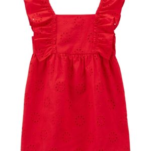Vestido infantil com babados e laise vermelho | Carter's