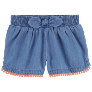 Short jeans infantil com laço denim médio | Carter's