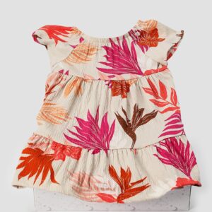 Vestido infantil evasê folhagem + caixa presente M | Carter's