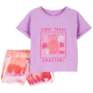 Conjunto curto infantil 2 peças abacaxi tie-dye multicor | Carter's