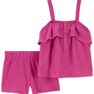 Conjunto curto infantil 2 peças texturizado rosa | Carter's