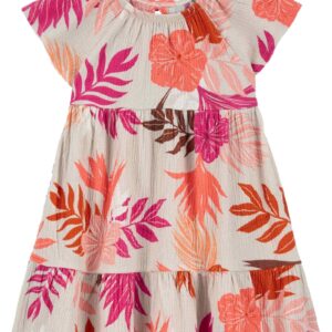 Vestido infantil evasê folhagem multicor | Carter's