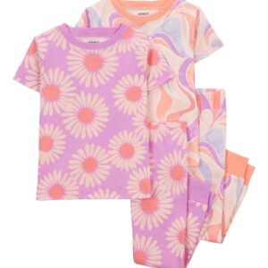 Pijama longo infantil 4 peças floral ondulações multicor | Carter's
