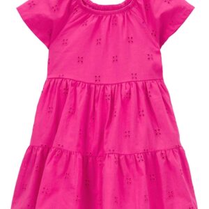 Vestido infantil evasê em laise rosa | Carter's