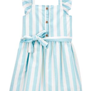 Vestido infantil com babados listrado multicor | Carter's