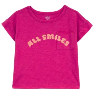 Camiseta infantil com bolso all smiles rosa | Carter's