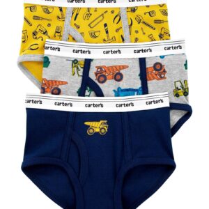 Kit cueca infantil slip  3 peças estampa de construção azul | Carter's