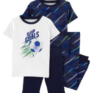 Pijama Infantil Carter's 4 Peças Bola Azul Marinho/Branco Tam 5 a 8