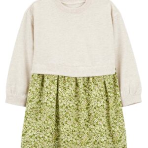 Vestido infantil floral manga longa multicor | Carter's