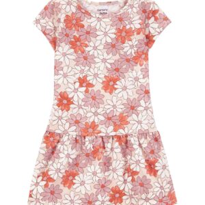 Vestido infantil evasê floral camadas off-white | Carter's
