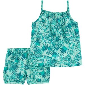 Conjunto curto infantil 2 peças verão folhagem verde | Carter's 