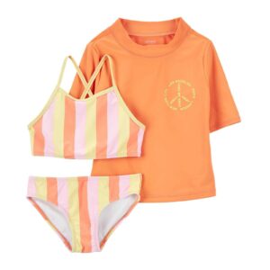 Conjunto praia infantil 3 peças lettering Los Angeles laranja | Carter's