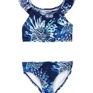 Biquíni infantil com babados mar azul | Carter's 