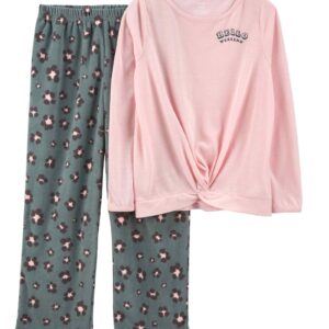 Pijama longo infantil 2 peças nó frontal rosa | Carter's